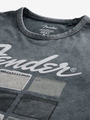 Black Fender Amp Regular Fit Band Graphic Print T-Shirt - Image 6 of 7