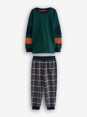 Green/Orange 2 Pack Long Sleeve Woven Check Pyjamas (3-16yrs) - Image 5 of 8