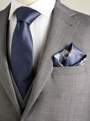 Navy Blue Silk Tie, Pocket Square and Cufflinks Gift Box Set - Image 3 of 4