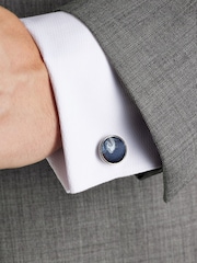 Navy Blue Silk Tie, Pocket Square and Cufflinks Gift Box Set - Image 4 of 4