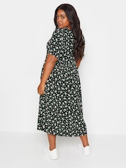 Yours Curve Black Daisy Print Smock Midaxi Dress - Image 3 of 5