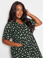 Yours Curve Black Daisy Print Smock Midaxi Dress - Image 4 of 5