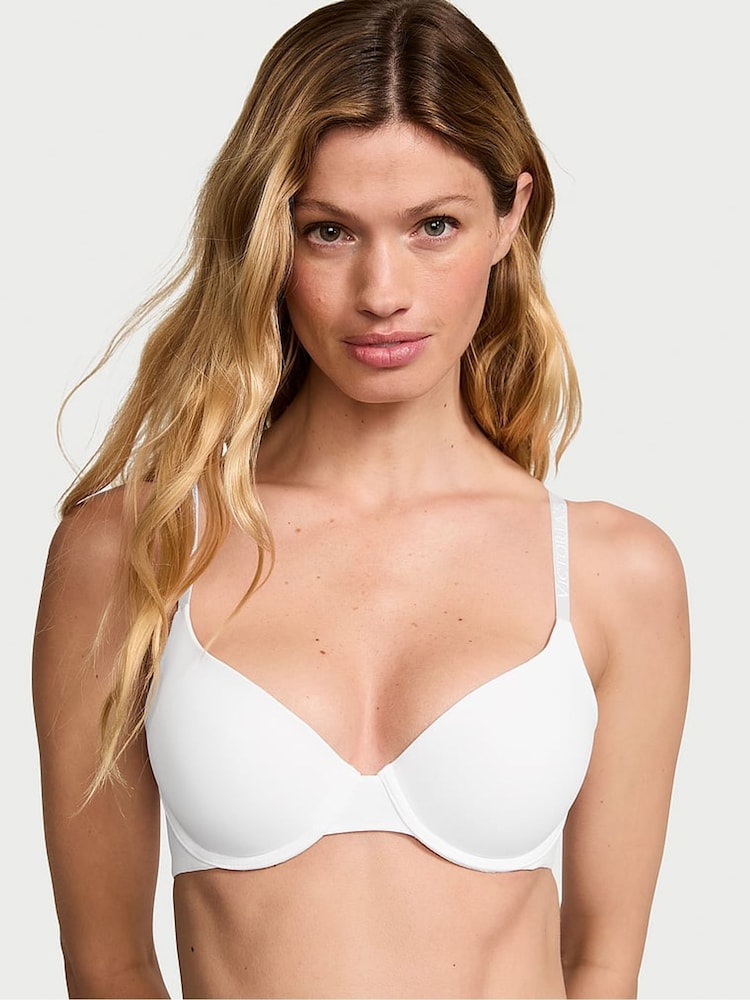 Victoria's Secret White Logo Strap Demi Lightly Lined Bra - Image 1 of 3