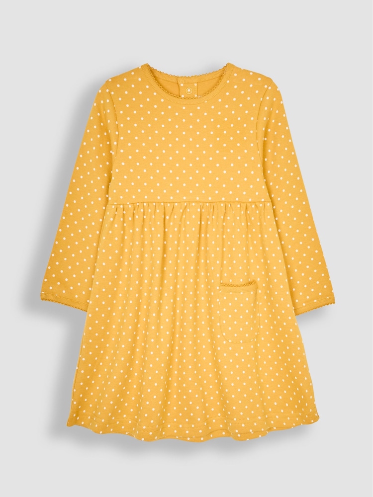 JoJo Maman Bébé Mustard Yellow Spot Dress - Image 1 of 3