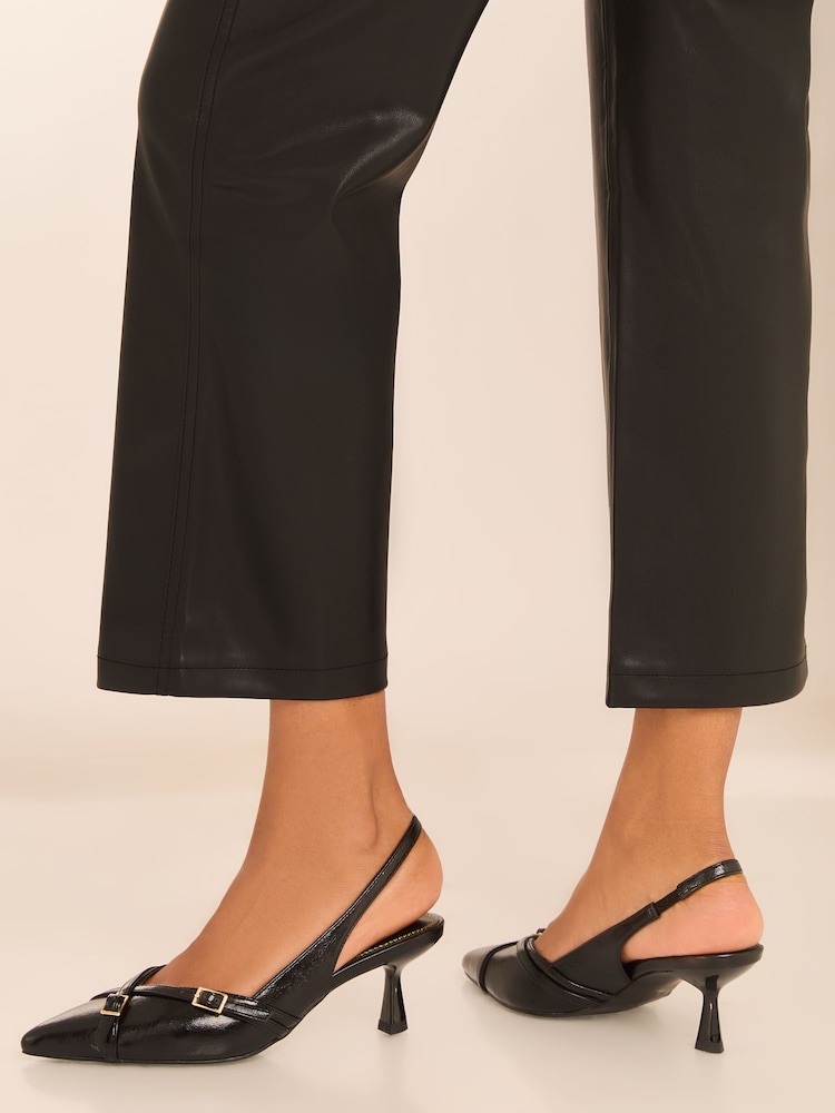 Lipsy Black Low Kitten Heel Buckle Work Court Shoe - Image 4 of 4