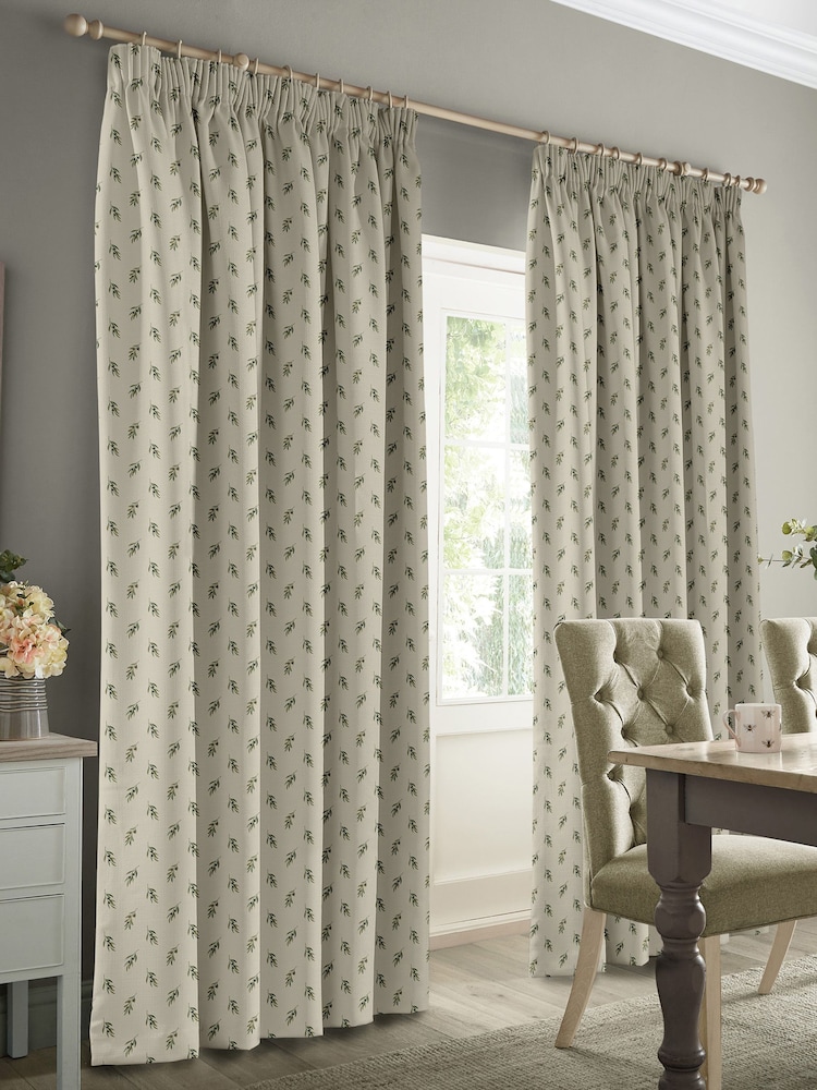 Sophie Allport Neutral Green Olive Made to Measure 100% Cotton Curtains - Image 2 of 6