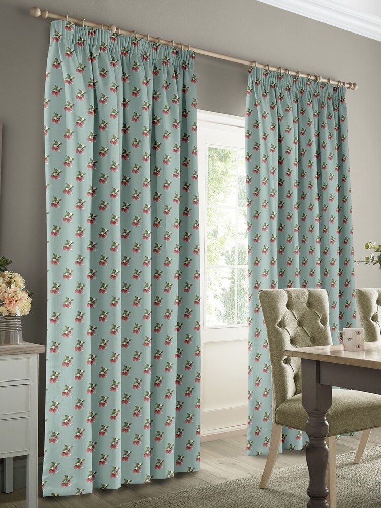 Sophie Allport Blue Strawberries Made to Measure Curtains - Image 2 of 6