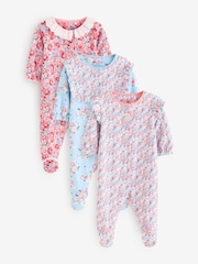 أزرق - Cath Kidston Floral Baby 100% Cotton Sleepsuits 3 Pack - صورة 1 من 16