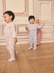 أزرق - Cath Kidston Floral Baby 100% Cotton Sleepsuits 3 Pack - صورة 11 من 16