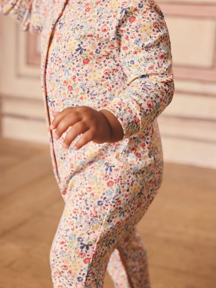 Blue Cath Kidston Floral Baby 100% Cotton Sleepsuits 3 Pack - Image 14 of 16