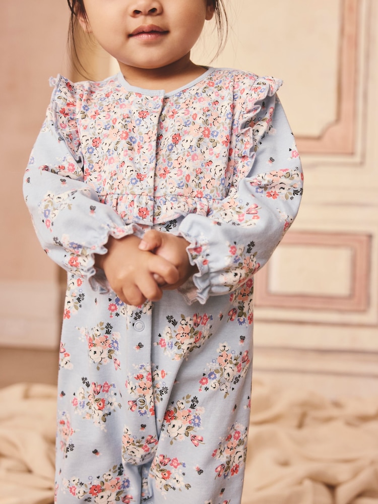 أزرق - Cath Kidston Floral Baby 100% Cotton Sleepsuits 3 Pack - صورة 16 من 16