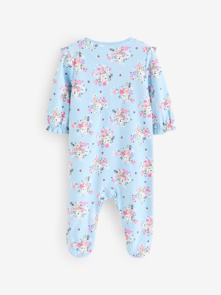 Blue Cath Kidston Floral Baby 100% Cotton Sleepsuits 3 Pack - Image 3 of 16