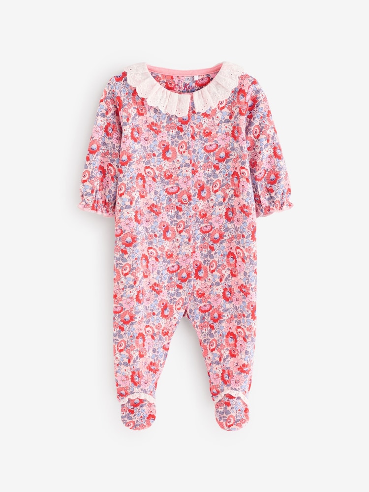 Blue Cath Kidston Floral Baby 100% Cotton Sleepsuits 3 Pack - Image 4 of 16