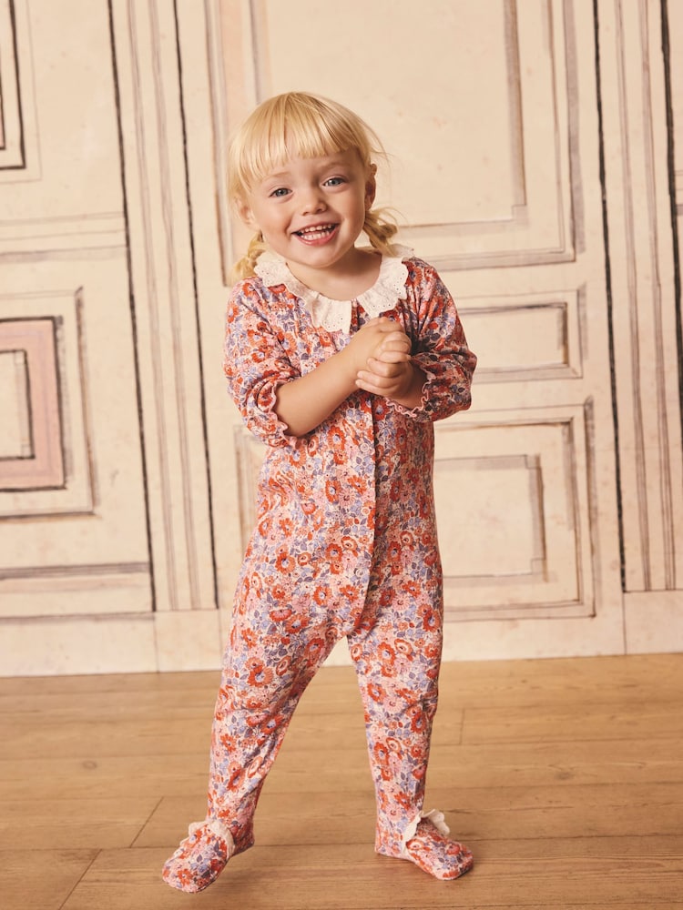 Blue Cath Kidston Floral Baby 100% Cotton Sleepsuits 3 Pack - Image 8 of 16
