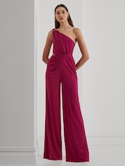 Темно-красный трикотажный комбинезон на одно плечо с перекрученной отделкой Lauren Ralph Lauren Isamy - Изображение 1 из 9