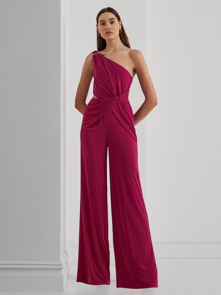 Темно-красный трикотажный комбинезон на одно плечо с перекрученной отделкой Lauren Ralph Lauren Isamy - Изображение 1 из 9