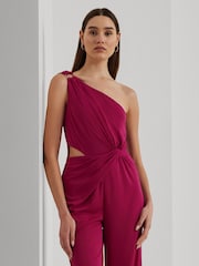 Темно-красный трикотажный комбинезон на одно плечо с перекрученной отделкой Lauren Ralph Lauren Isamy - Изображение 3 из 9