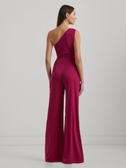 Темно-красный трикотажный комбинезон на одно плечо с перекрученной отделкой Lauren Ralph Lauren Isamy - Изображение 4 из 9