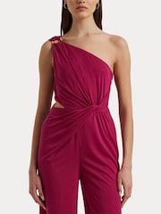 Темно-красный трикотажный комбинезон на одно плечо с перекрученной отделкой Lauren Ralph Lauren Isamy - Изображение 7 из 9