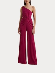 Темно-красный трикотажный комбинезон на одно плечо с перекрученной отделкой Lauren Ralph Lauren Isamy - Изображение 8 из 9