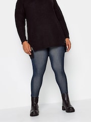 Yours Curve Blue Jersey Leggings - Image 1 of 4