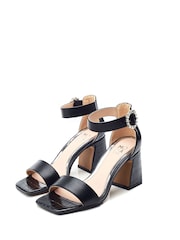 Moda in Pelle Scilla Square Toe Two Part Glitz Buckle Block Sandals - Image 2 of 4
