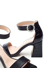 Moda in Pelle Scilla Square Toe Two Part Glitz Buckle Block Sandals - Image 4 of 4
