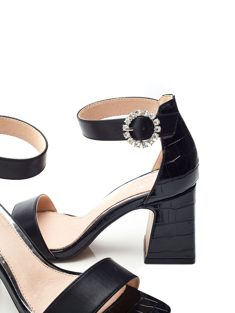 Moda in Pelle Scilla Square Toe Two Part Glitz Buckle Block Sandals - Image 4 of 4