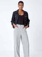 Roman Black Stripe Wide Leg Stretch Trousers - Image 2 of 5
