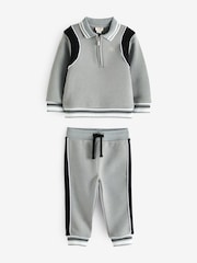River Island Grey Mini Boys Tipped Sweat and Jogger Set - Image 1 of 6