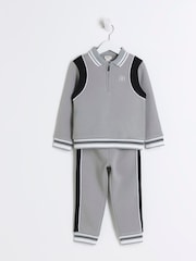 River Island Grey Mini Boys Tipped Sweat and Jogger Set - Image 4 of 6