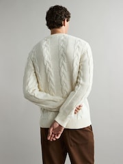 Fred Perry Ecru White Chunky Cable Knitted Jumper - Image 2 of 7
