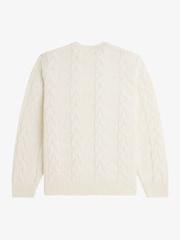 Fred Perry Ecru White Chunky Cable Knitted Jumper - Image 7 of 7
