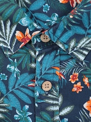 Mountain Warehouse Aqua Blue 100% Cotton Tropical Printed Mens Short Sleeved Shirt - Image 4 of 4