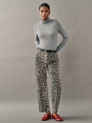 Grey Super Soft Modal Rib Roll Neck Long Sleeve Top - Image 2 of 7