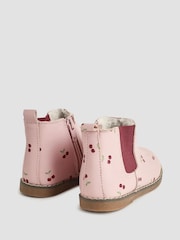 JoJo Maman Bébé Pink Pretty Cherry Print Leather Chelsea Boots - Image 2 of 4