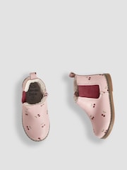 JoJo Maman Bébé Pink Pretty Cherry Print Leather Chelsea Boots - Image 3 of 4
