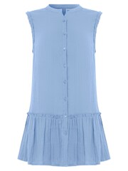 Joe Browns Blue Basic Sleeveless Frilly 100% Cotton Tunic - Image 5 of 5