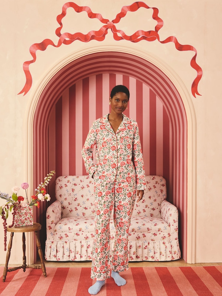 Cath Kidston Red Rose Button Through 100% Cotton Pyjamas - Image 1 of 4