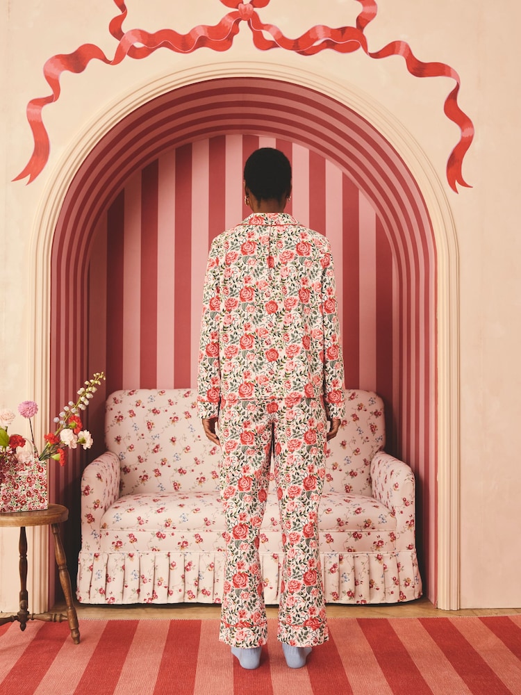 Cath Kidston Red Rose Button Through 100% Cotton Pyjamas - Image 2 of 4