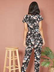 Yumi Black Blossom Print Jumpsuit - Image 2 of 4