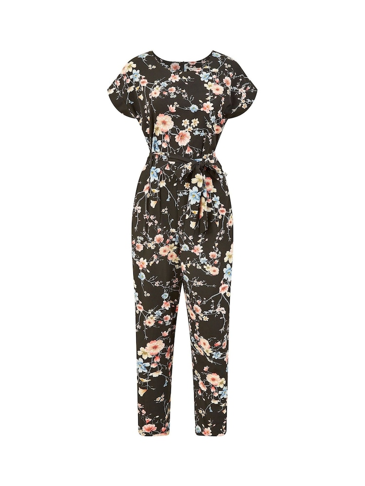 Yumi Black Blossom Print Jumpsuit - Image 4 of 4