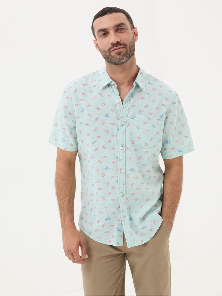 FatFace Blue Cracking Lobster Print Shirt - Image 1 of 6