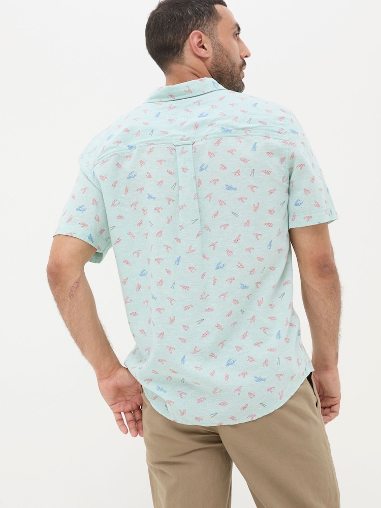 FatFace Blue Cracking Lobster Print Shirt - Image 2 of 6 FatFace Blue Cracking Lobster Print Shirt - Image 2 of 6