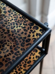 Rockett St George Leopard Print Glass Bedside Table - Image 2 of 6