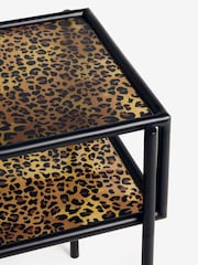 Rockett St George Leopard Print Glass Bedside Table - Image 5 of 6