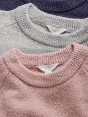 The Set Pink/Grey/Blue 3 Pack Classic Raglan Sleeve Jumper - Image 10 of 11