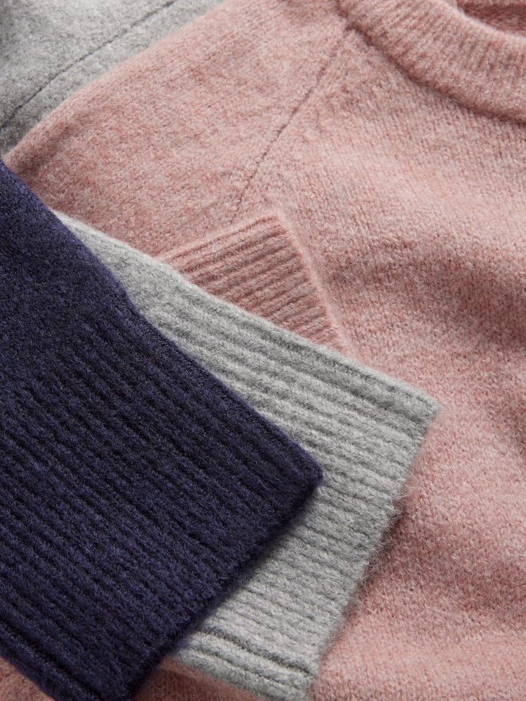 The Set Pink/Grey/Blue 3 Pack Classic Raglan Sleeve Jumper - Image 11 of 11