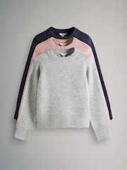 The Set Pink/Grey/Blue 3 Pack Classic Raglan Sleeve Jumper - Image 2 of 11