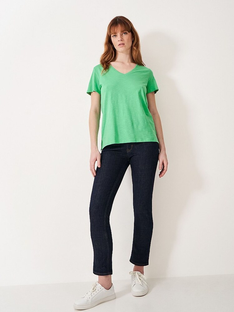 Grün - Crew Clothing, Perfect, Slub-T-Shirt mit V-Ausschnitt aus 100 % Baumwolle - Bild 1 von 4